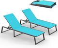 Aluminum Chaise Lounge Outdoor Set of 2, Foldable & Assembly Free Patio Pool by Oasbira
