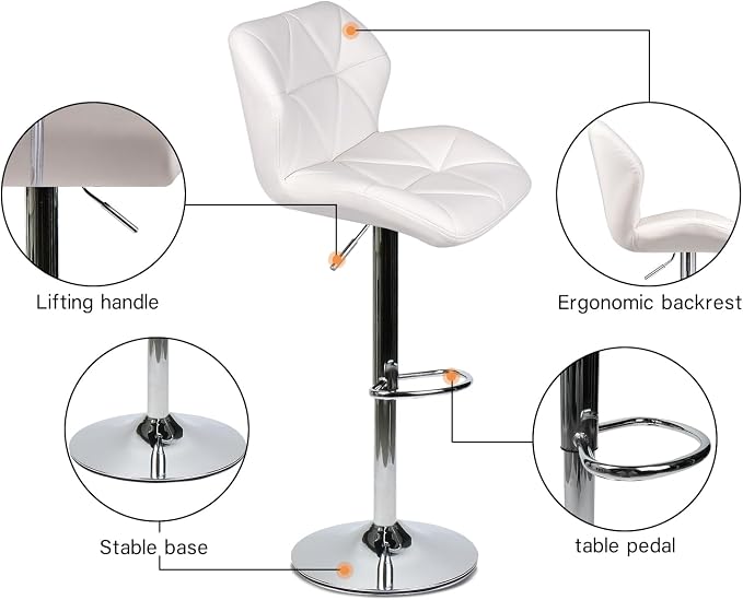ARTETHYS Bar Chairs Set of 2 PU Leather Barstools Adjustable Height Swivel 360 - Image 4