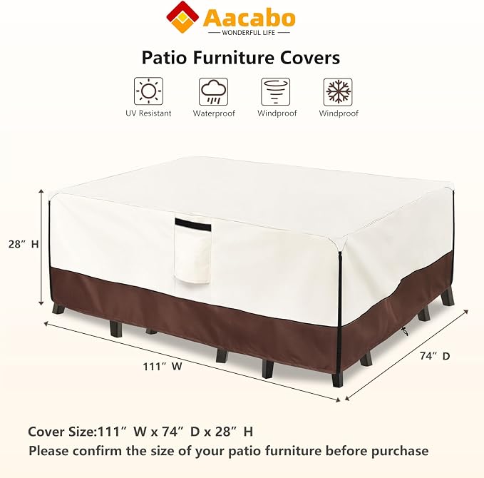 Patio Furniture Cover for 5 Pieces Set-Waterproof 600D Oxford Fabric Cover for - Image 2