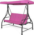 Tangkula 3 Seats Converting Patio Swing, Outdoor Porch Garden Canopy Swing by TANGKULA