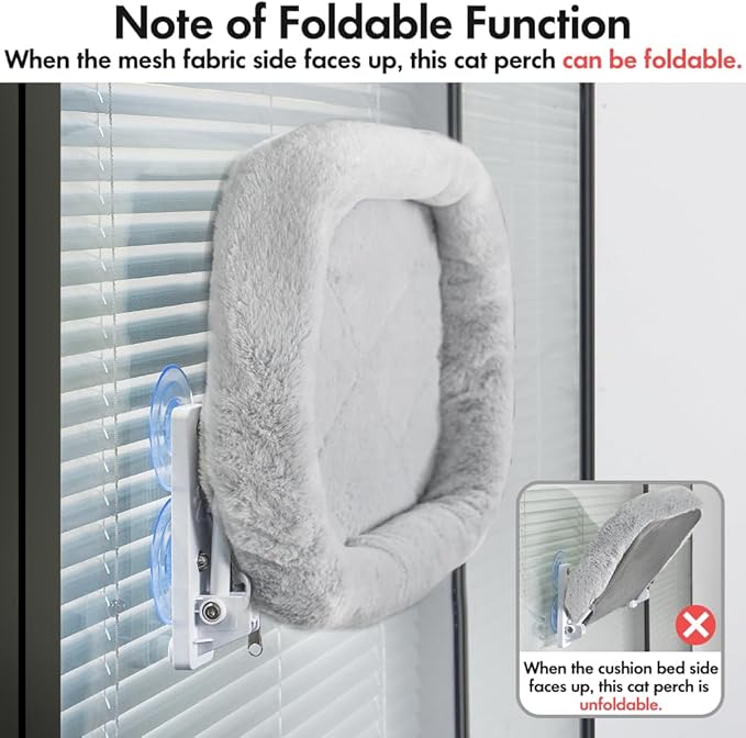 AMOSIJOY Cordless Cat Window Perch, Cat Hammock - Image 7