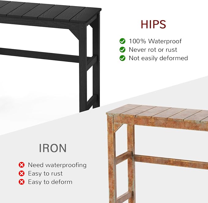 Stoog Outdoor Bar Table, All-Weather HIPS 40" Counter Height Bar Tables - Image 4