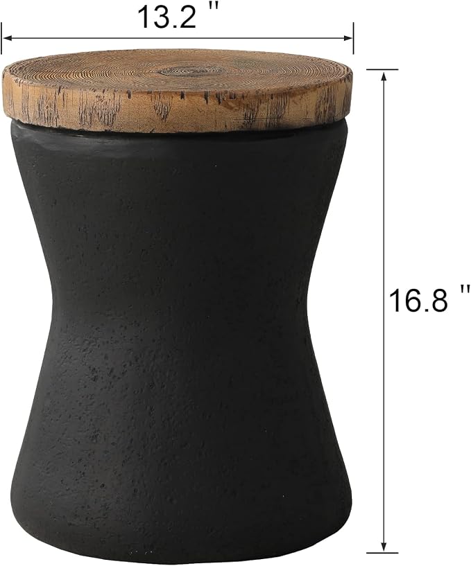 SUNBURY Outdoor Accent Table, Concrete Garden Stool End Table Set of 2 - Image 3