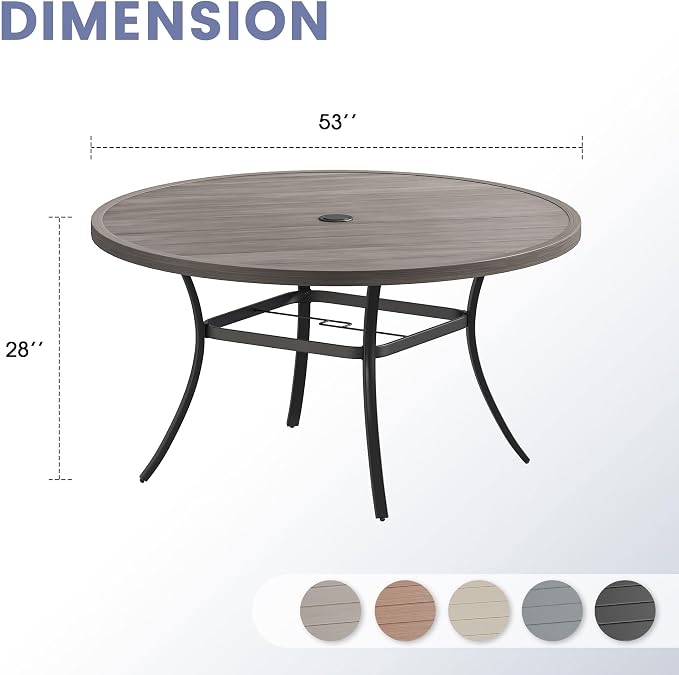VICLLAX 53" Round Patio Table, Outdoor Dining Table - Image 2