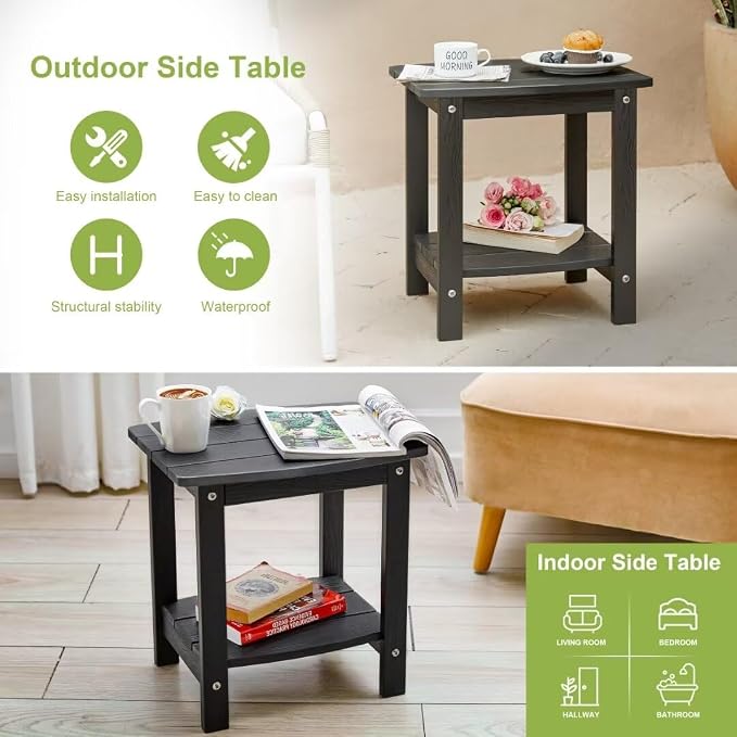 Y&M Outdoor Side Table, HIPS Adirondack Small Double Layer Table, Waterproof - Image 6