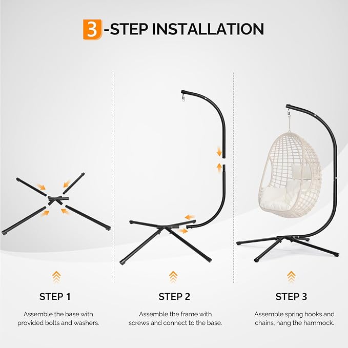 ONCLOUD Hanging Chair Stand Only, Elegant Solid Steel Hammock Chair Stand - Image 4