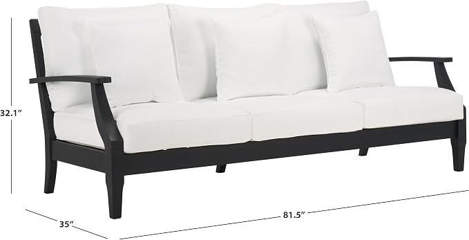 SAFAVIEH Couture Collection Martinique Black Solid Wood Indoor/Outdoor Patio - Image 3