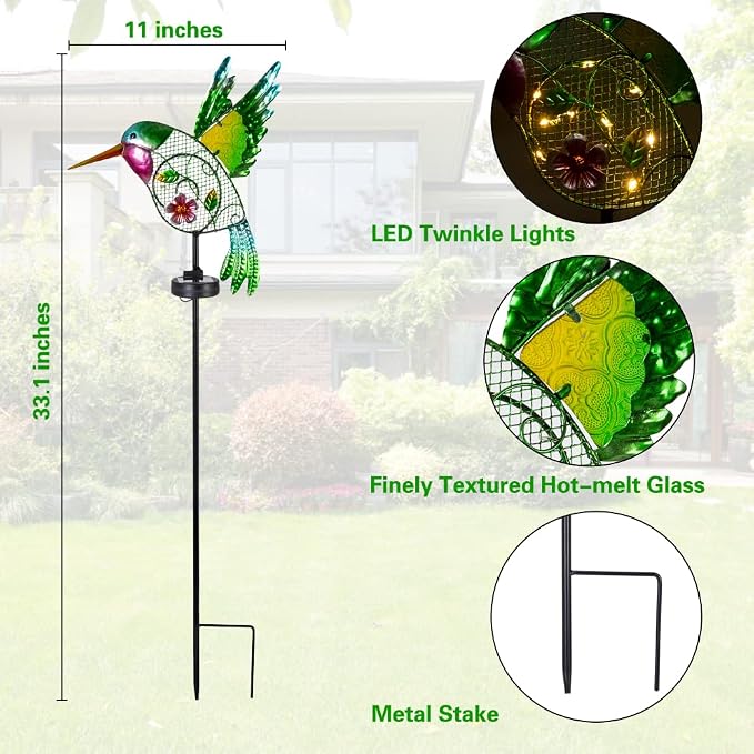 DREAMYSOUL Outdoor Solar Garden Lights, Hummingbird Solar Lights - Image 4