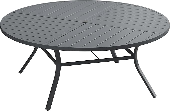 VICLLAX 60" Round Outdoor Table, Patio Dining Table by HOME