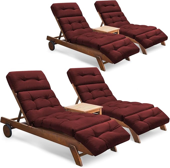 Outdoor Chaise Lounge Chair Cushion Set of 4, Thickened 74.4 x 22 x 4.7 Inches by Tycdiose