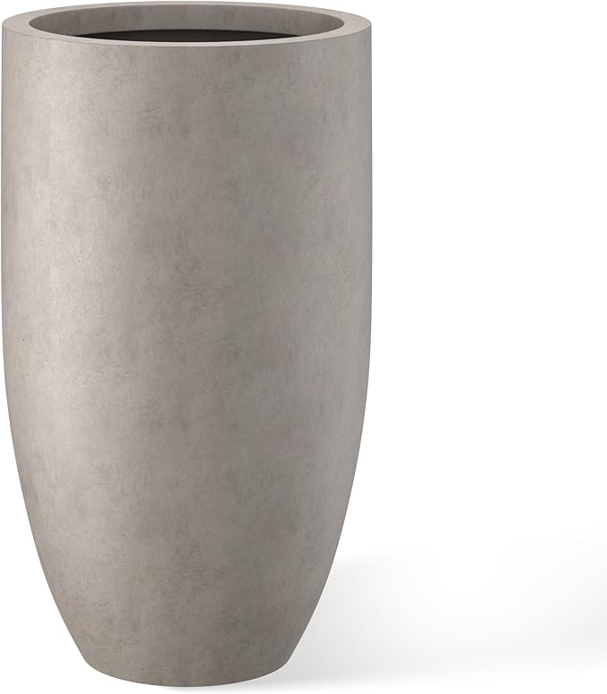 Kante 24 Inch Tall Round Concrete Planter, Large Indoor Outdoor Plant Pots by Kante
