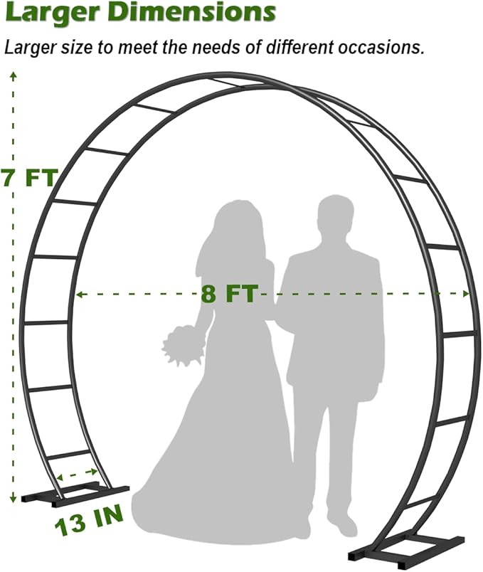 Queension Metal Wedding Arch | for Ceremony Party Decoration 8Ft Wide 7Ft High - Image 2
