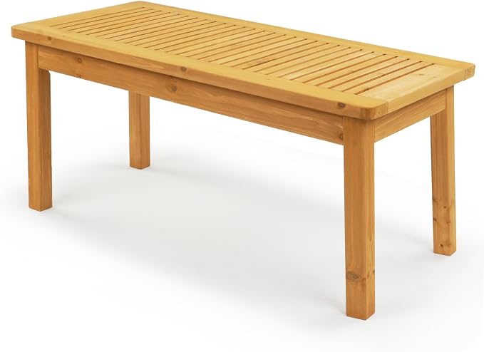 VINGLI Outdoor Wood Coffee Table, Solid Cedar Wood Accent Table - Image 8