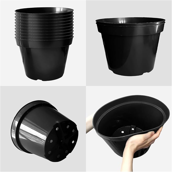 10 Inch Plastic Nursery Pots for Plants 10 Pack Plant Pots - Image 3