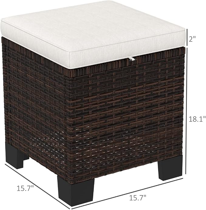 SSLine Outdoor Rattan Ottoman Set, 15.7W x 15.7D x 18.1H inches, All Weather - Image 2