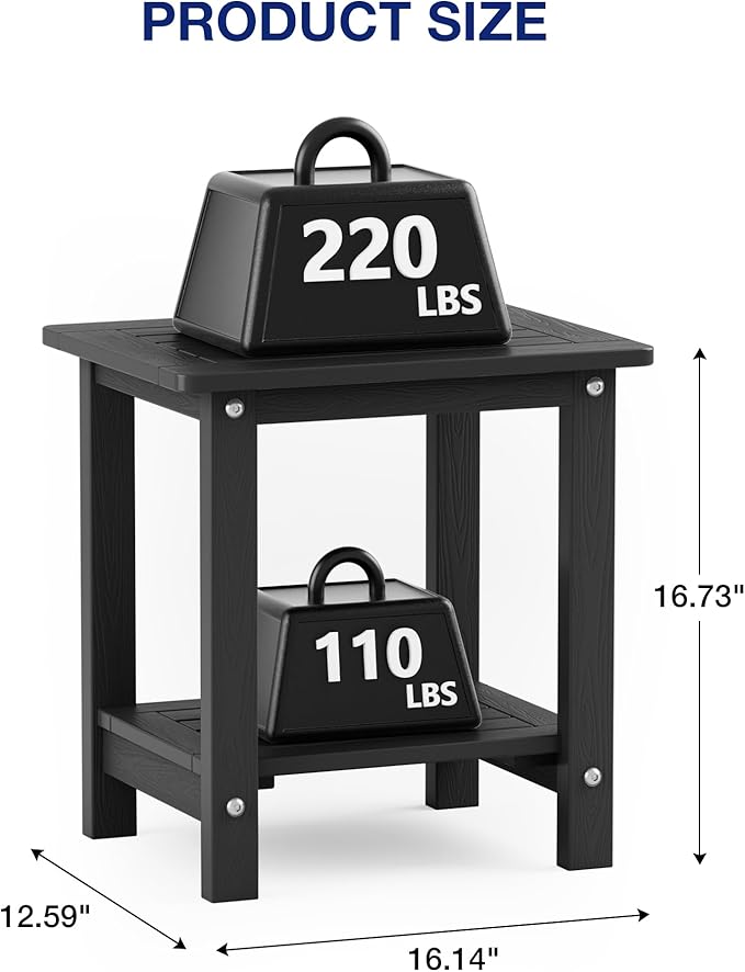 YEFU Outdoor Side Table for Patio: 16" HIPS Weather - Image 3