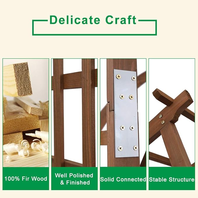 Outdoor Wooden Arbor Trellis, Cedar Wood Garden Arbor Arch, Modern Rectangular - Image 3