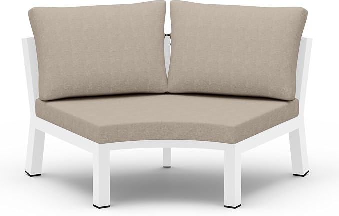 Outdoor Patio Sectional Modular Sofa, Aluminum 1 Piece Curved Patio Couch by Oasbira