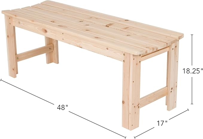 Shine Company Outdoor Wooden Backless Patio Garden Bench, 4 Ft - Image 4