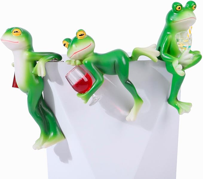 3 PCS Tipsy Frog Statues Pot Hugger Decorations - Image 6