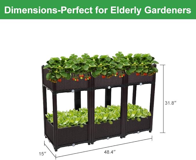 VINGLI Square Raised Garden Bed, Self-Watering Plastic Planter - Image 4
