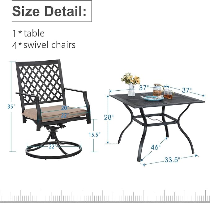 PHI VILLA 5 Pieces Outdoor Dining Set - Image 8
