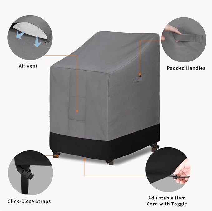 Easy-Going Heavy Duty Outdoor Stackable Chair Cover, Waterproof Patio Chair - Image 4