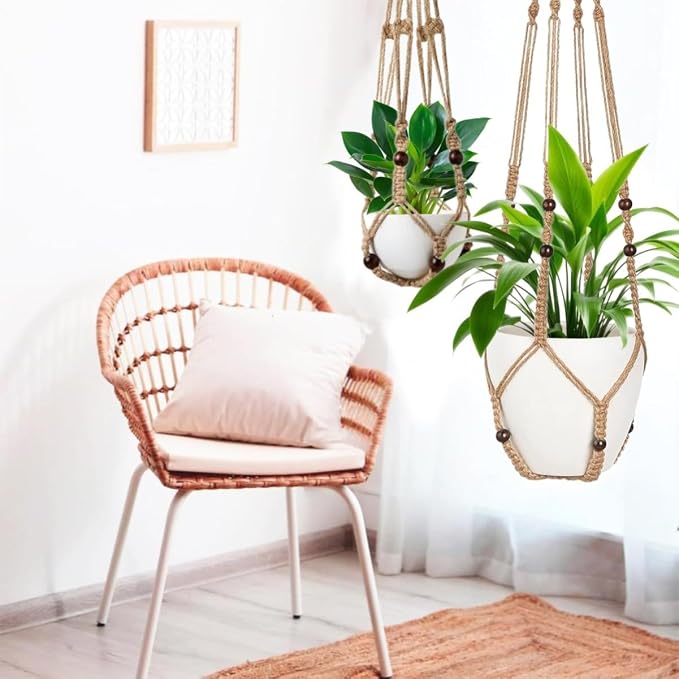 3 Pack Macrame Plant Hanger, Hanging Plant Holder, Boho Home Decor Hanging - Image 8