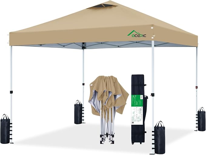 10x10 Pop Up Canopy Tent, 300D Silver-Coating Top, Pop Up Canopy Tent Instant by ACEPICOutdoor