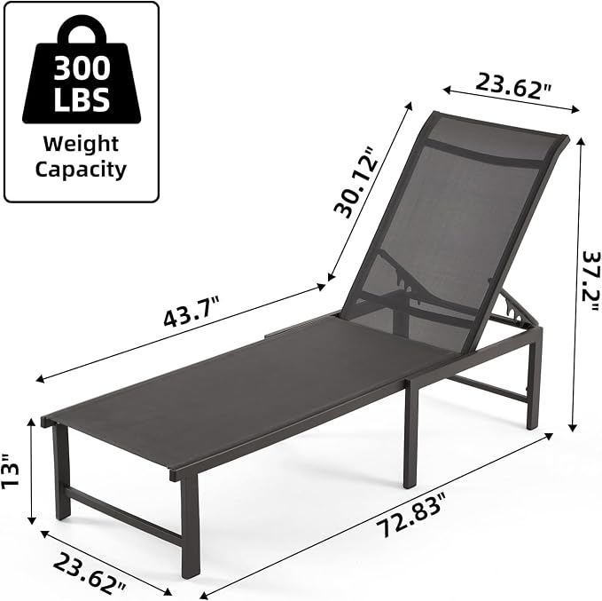 Outdoor Lounge Chairs for Pool, Aluminum Chaise Lounge Chair - Image 3