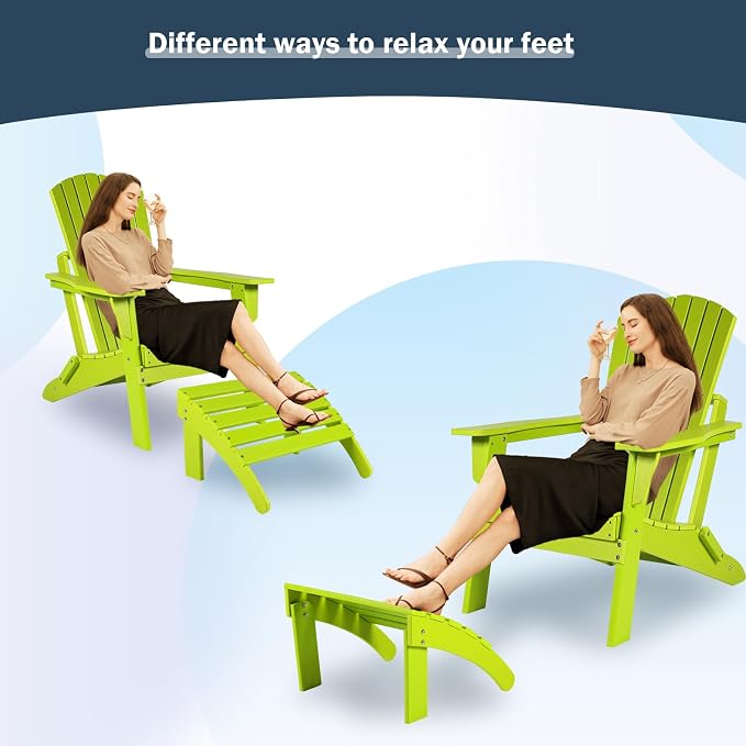 Aoodor Outdoor Adirondack Ottoman, Weather-Resistant HDPE Footrest - Image 8