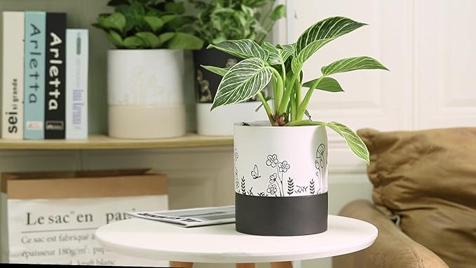 Nihow Self Watering Plant Pot: 6 Inch Ceramic Planter - Image 4