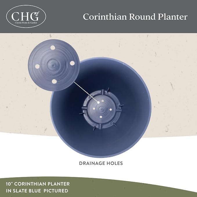 Classic Home and Garden Corinthian Round Planter, Desert Tan - Image 3