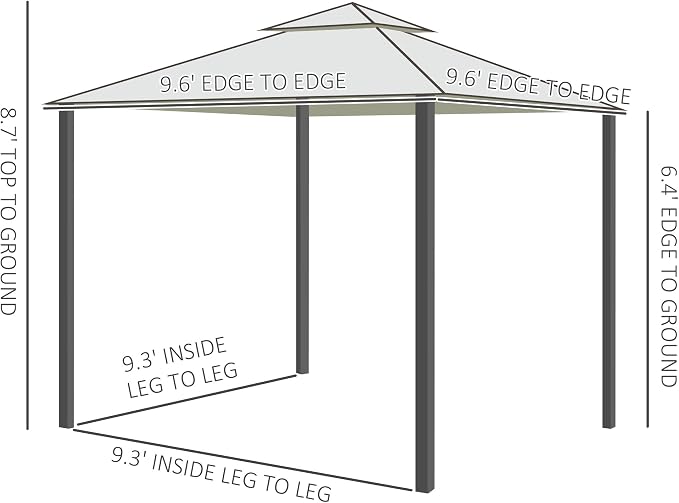 Outsunny 9.6' x 9.6' Patio Gazebo, Outdoor Canopy Shelter - Image 7