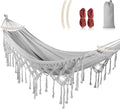 MOSFiATA Backyard Hammock with Tassels Max 500lbs Canvas Fabric Bohemian Style by MOSFiATA