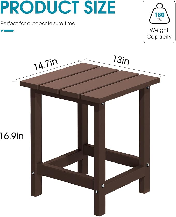 MUCHENGHY Adirondack Outdoor Side Table, 14.7" Patio Side Table Weather - Image 3