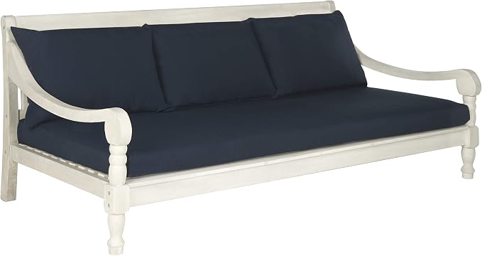 Safavieh Outdoor Collection Pasadena Brown /Taupe Acacia Wood Cushioned Daybed - Image 3