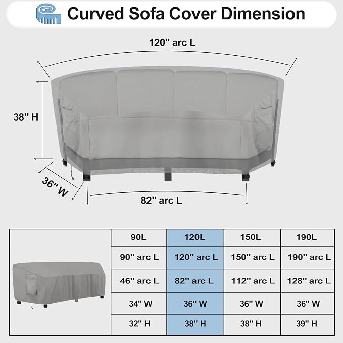 OutdoorLines Waterproof Curved Outdoor Sectional Cover - Image 2