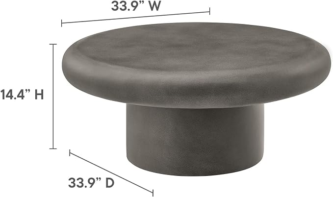 Modway Argos Round Concrete Coffee Table in Gray - Image 3