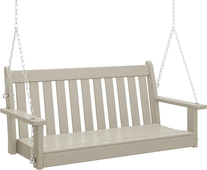 COSTAELM Paradise Outdoor Patio HDPE Hanging Front Porch Swing Bench by Costaelm