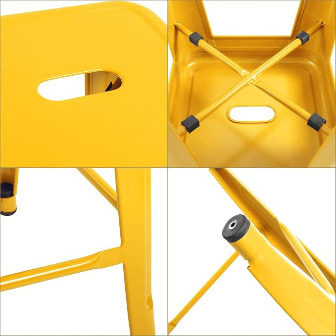 Devoko Metal Bar Stools 24" Indoor Outdoor Stackable Barstools Modern Style - Image 6