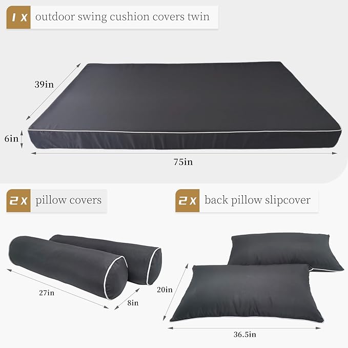 Outdoor Daybed Cushion Cover Twin, Twin Size Outdoor Daybed Mattress Bolster - Image 2