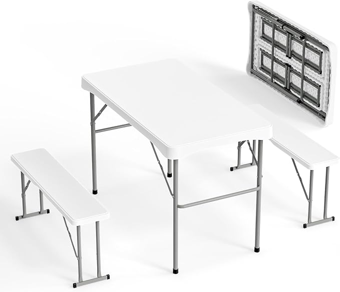 VINGLI Picnic Table Set with 2 Benches, 6 Feet Camping Table Chair Set by VINGLI