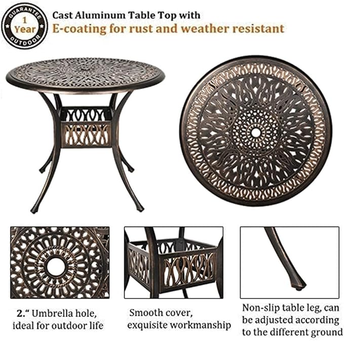 Grepatio 5 Piece Outdoor Dining Set Cast Aluminum Patio Dining Set Table and - Image 2