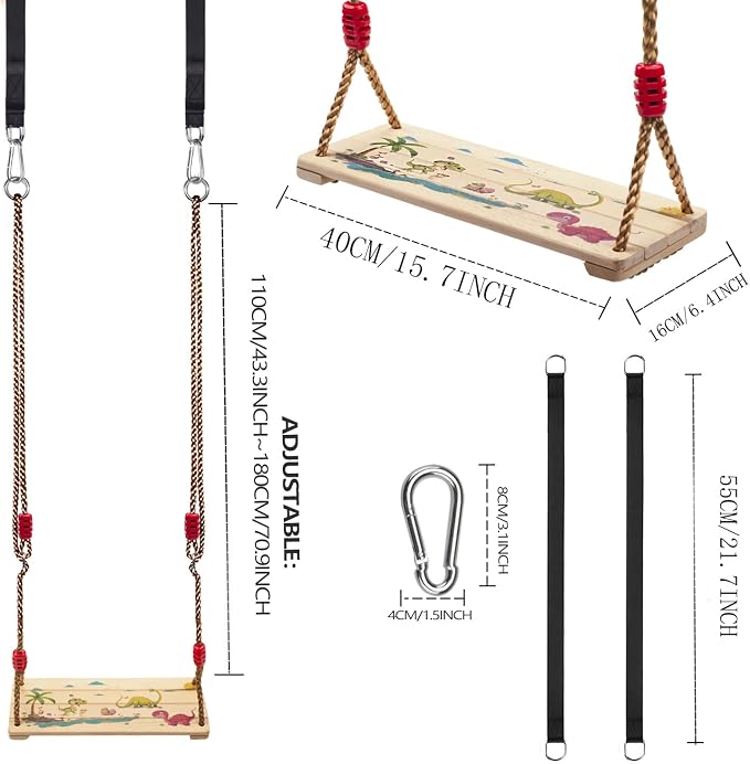 Wooden Swing Seat, Nostalgic Outdoor Wood Swing - Image 2