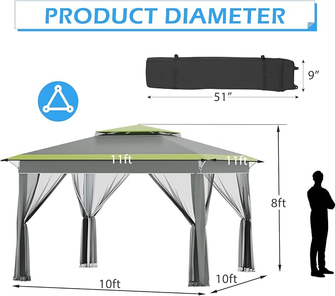 ECOTOUGE 11 FT Pop Up Canopy Tent - Image 6