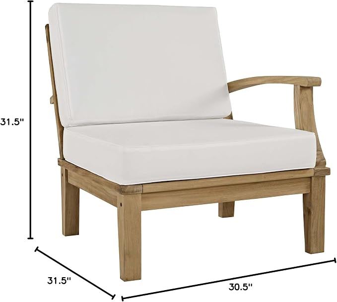 Modway EEI-1149-NAT-WHI-SET Marina Premium Grade A Teak Wood Outdoor Patio - Image 3