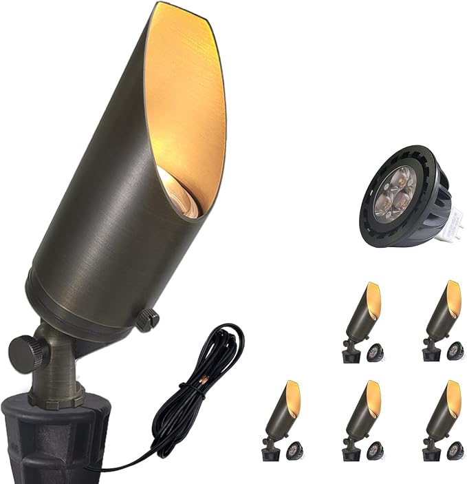 COLOER Brass Landscape Spotlights, 6 Pack Spotlight Fixture Outdoor by COLOER