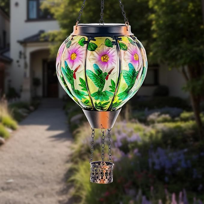 DREAMSOUL Hummingbird Hot Air Balloon Solar Lantern, Hanging Solar Lanterns - Image 9