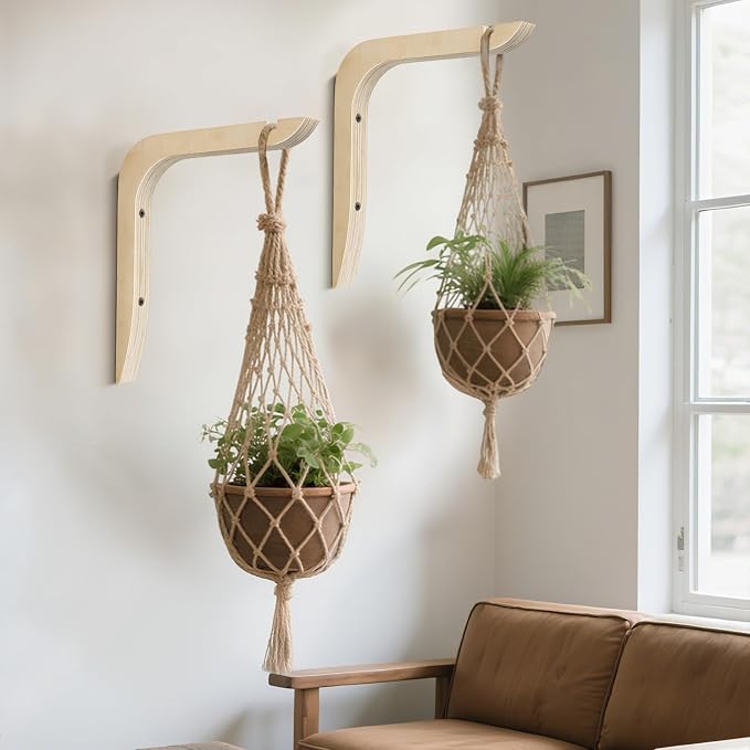 Wooden Plants Hanger, Plant Hangers Indoor Wall Mount, 8.58-Inch Hanging Plant - Image 3
